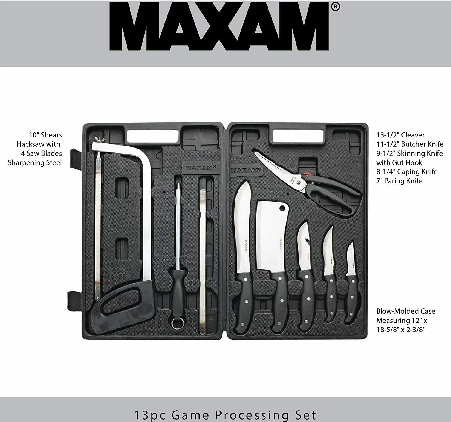 BUTCHER'S KNIFE SET 13pc Stainless Steel Hunter Process Game Skinning Fishing - Fresh Stock Dated December 2025