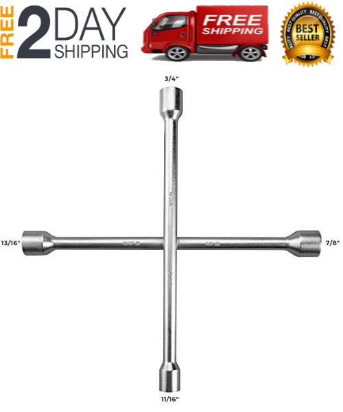 4 Vias Cruz Llave Tuerca Del Estiron 14 Servicio Pesado Acero Coche Universal - Fresh Stock Dated December 2025