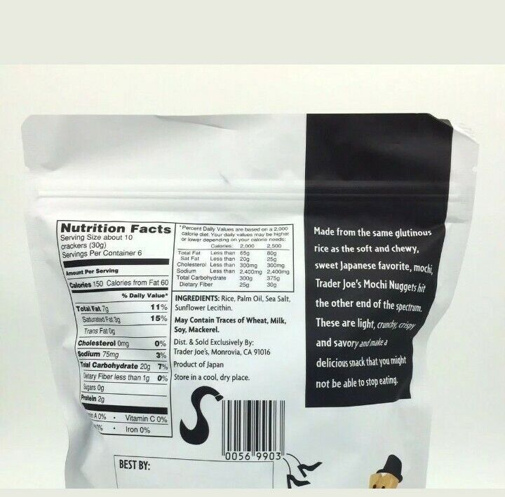 Trader Joe's Crispy Crunchy Mochi Rice Nuggets 6.35 oz - Fresh Stock Dated February 2026