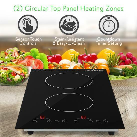 NUTRICHEF Dual Induction Cooktop, Countertop Burner w Digital Display, PKSTIND52 - Fresh Stock Dated December 2025