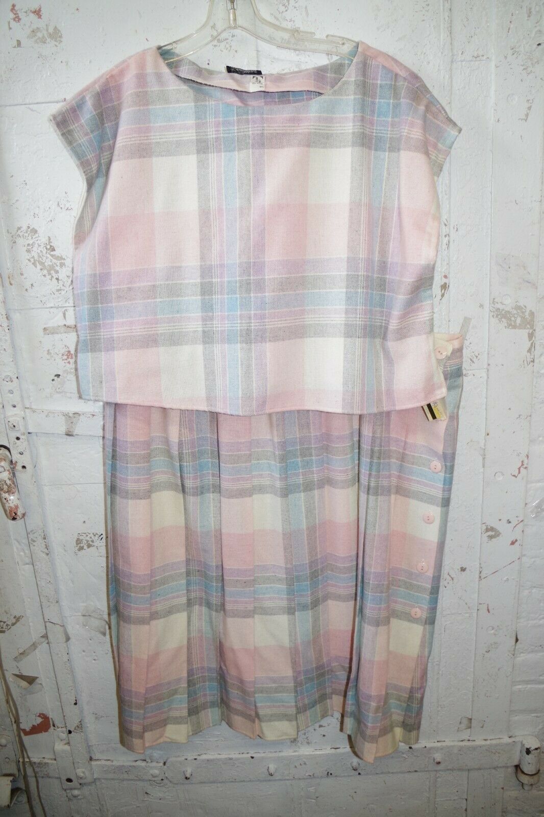 Vintage NWT Signet Wool Skirt & Crop Top Plus Size Pleated Plaid USA - Fresh Stock Dated February 2026