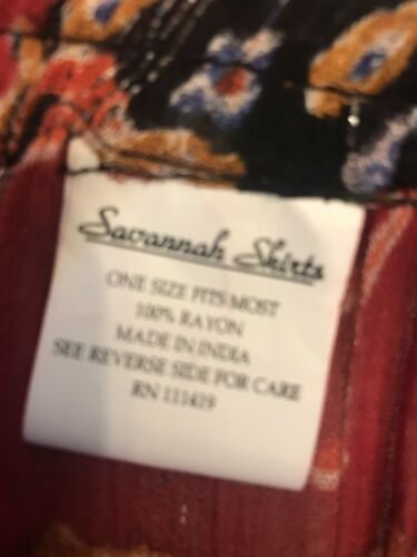 Vintage Red Black W/Gold Print Maxi  Skirt Bohemian Style One Size Fits Most EUC - Fresh Stock Dated February 2026