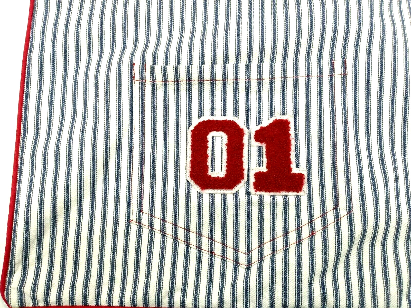 Pottery Barn Kids Throw Pillow Cover Baseball Blue Pinstripe Pocket Sports Theme - Fresh Stock Dated February 2026