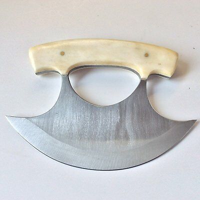 Bone Handle Ulu Knife w/ Genuine Quality Leather Sheath - Fresh Stock Dated December 2025