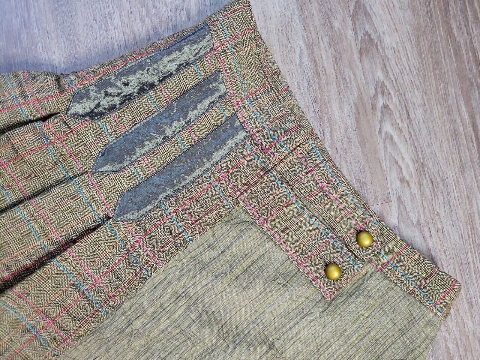 NWT Legatte Jeans Vintage Green Virgin Wool Tweed Pleated Skirt Italian Made SM - Fresh Stock Dated March 2026