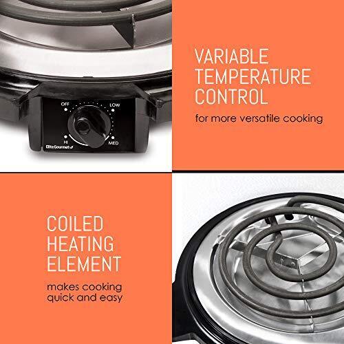 Single Countertop Coiled Burner, 1000 Watts Electric Hot Plate, Black - Fresh Stock Dated December 2025