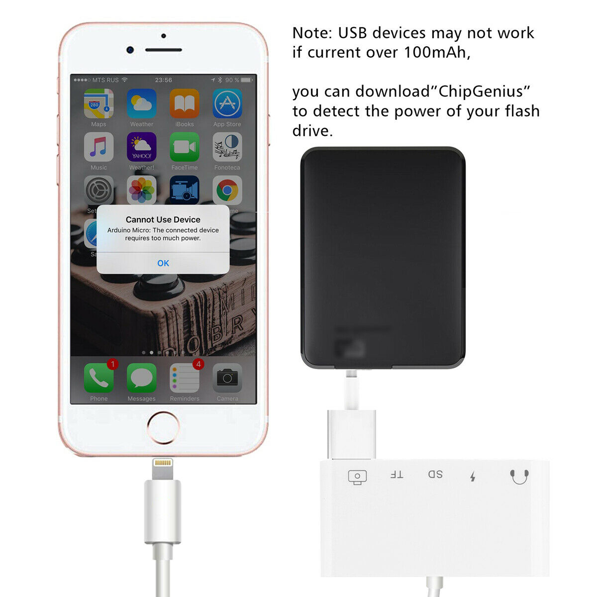 Camera Memory Micro SD Card Reader Adapter for Lightning to USB For iPhone iPad - Fresh Stock Dated February 2026