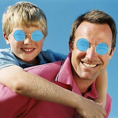 Skeleteen Hippie Sunglasses - Blue 60's Style Circle Glasses - 1pair - Fresh Stock Dated February 2026