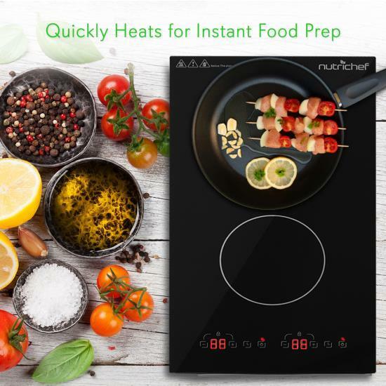 NUTRICHEF Dual Induction Cooktop, Countertop Burner w Digital Display, PKSTIND52 - Fresh Stock Dated December 2025