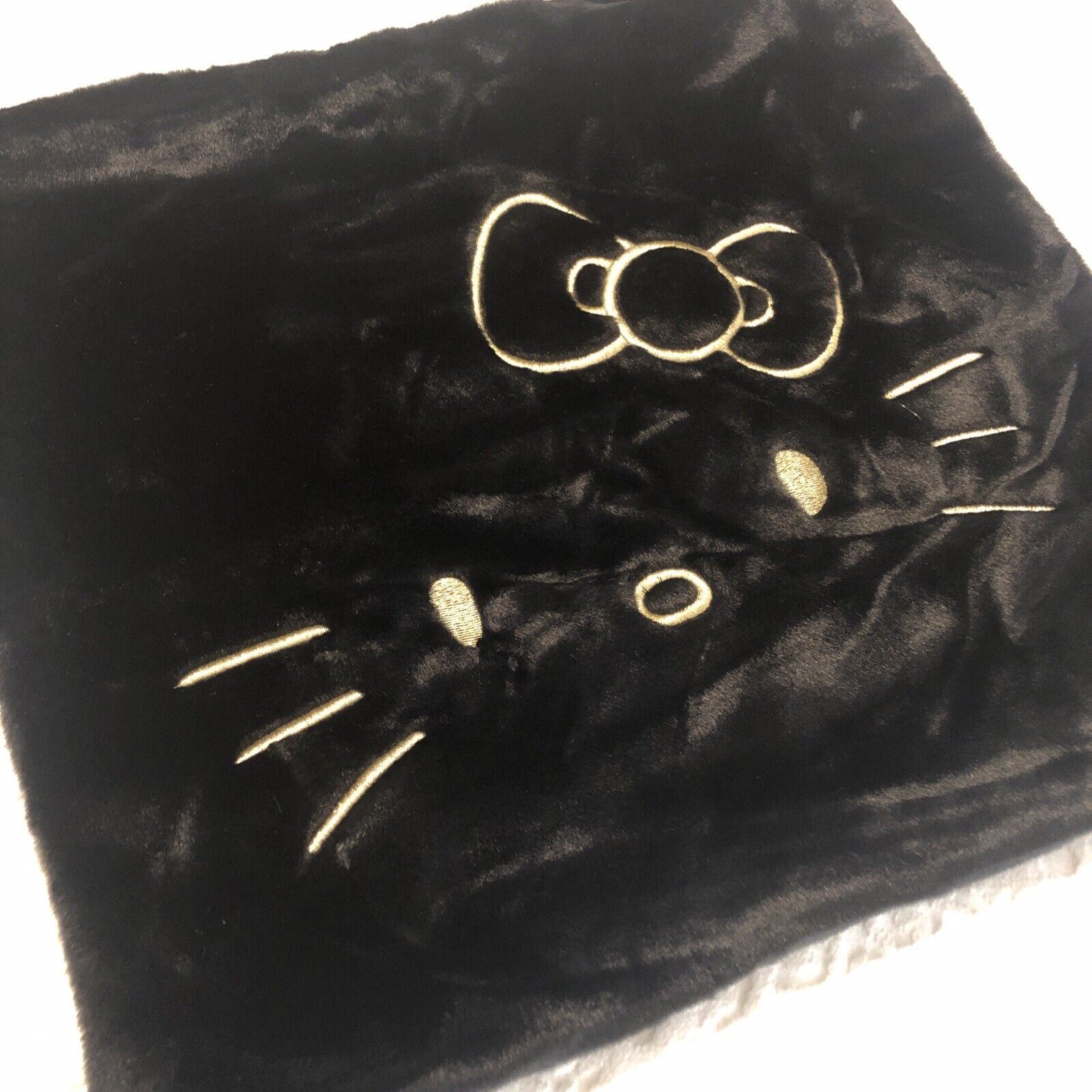 Pottery Barn Hello Kitty Faux Fur Pillow Cover Black 16’ Square Teen New - Fresh Stock Dated February 2026