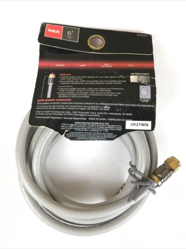 RCA DH6QCE Quad Shield RG6 6 Feet 1.8 Meter Coax Cable 3GHz HDTV Gold Plated Con - Fresh Stock Dated December 2025