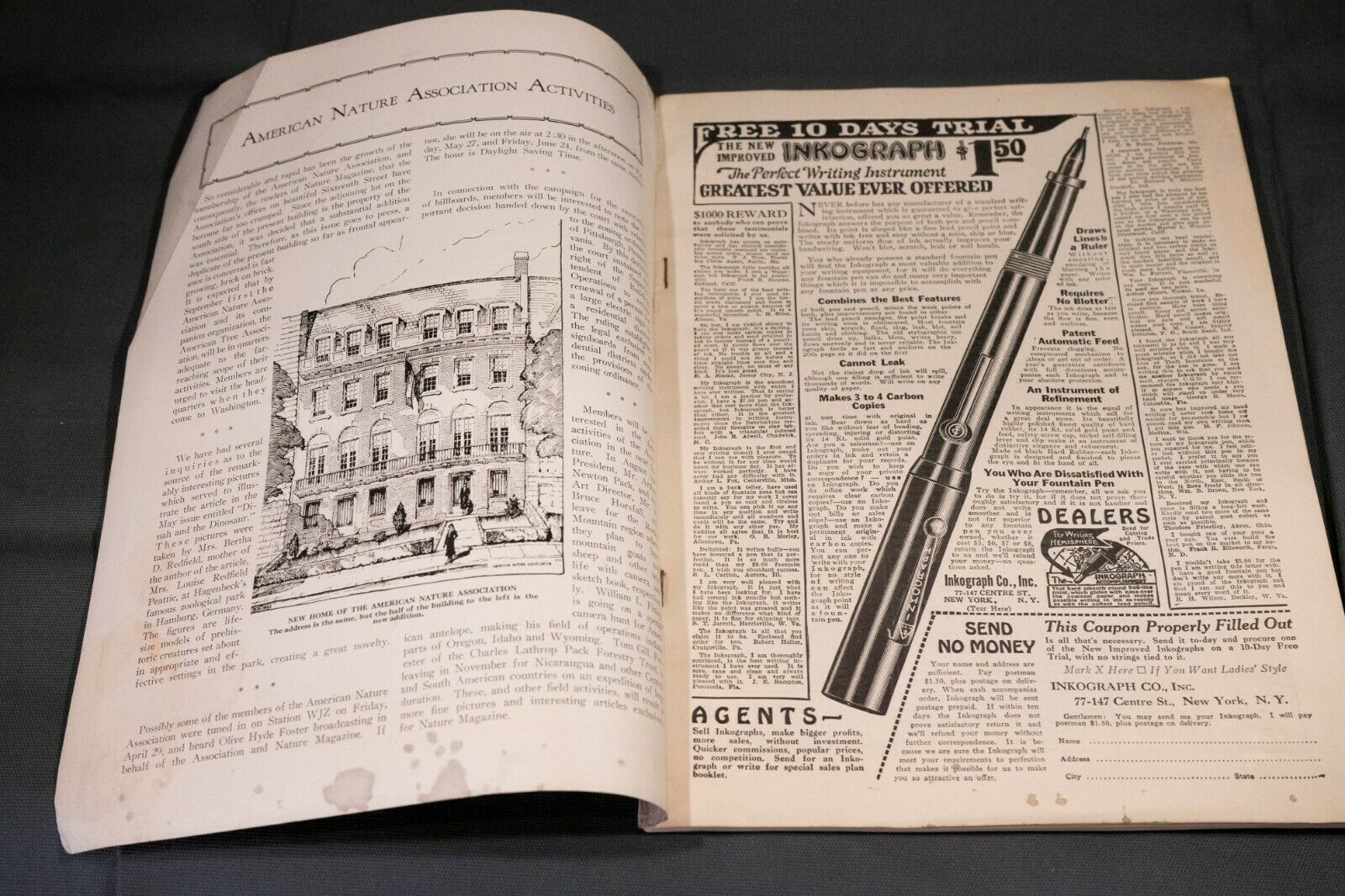 Nature Magazine June 1927 No.6 Nice Phillip Hexom Duotone Lithographic Cover - Fresh Stock Dated December 2025