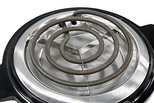 Single Countertop Coiled Burner, 1000 Watts Electric Hot Plate, Black - Fresh Stock Dated December 2025