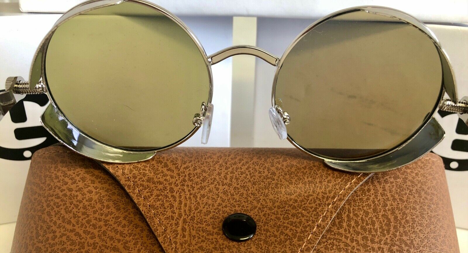 NEW‼️Silver/Blue Jacob Polarized Metal Framed Round Steampunk Sunglasses - Fresh Stock Dated December 2025