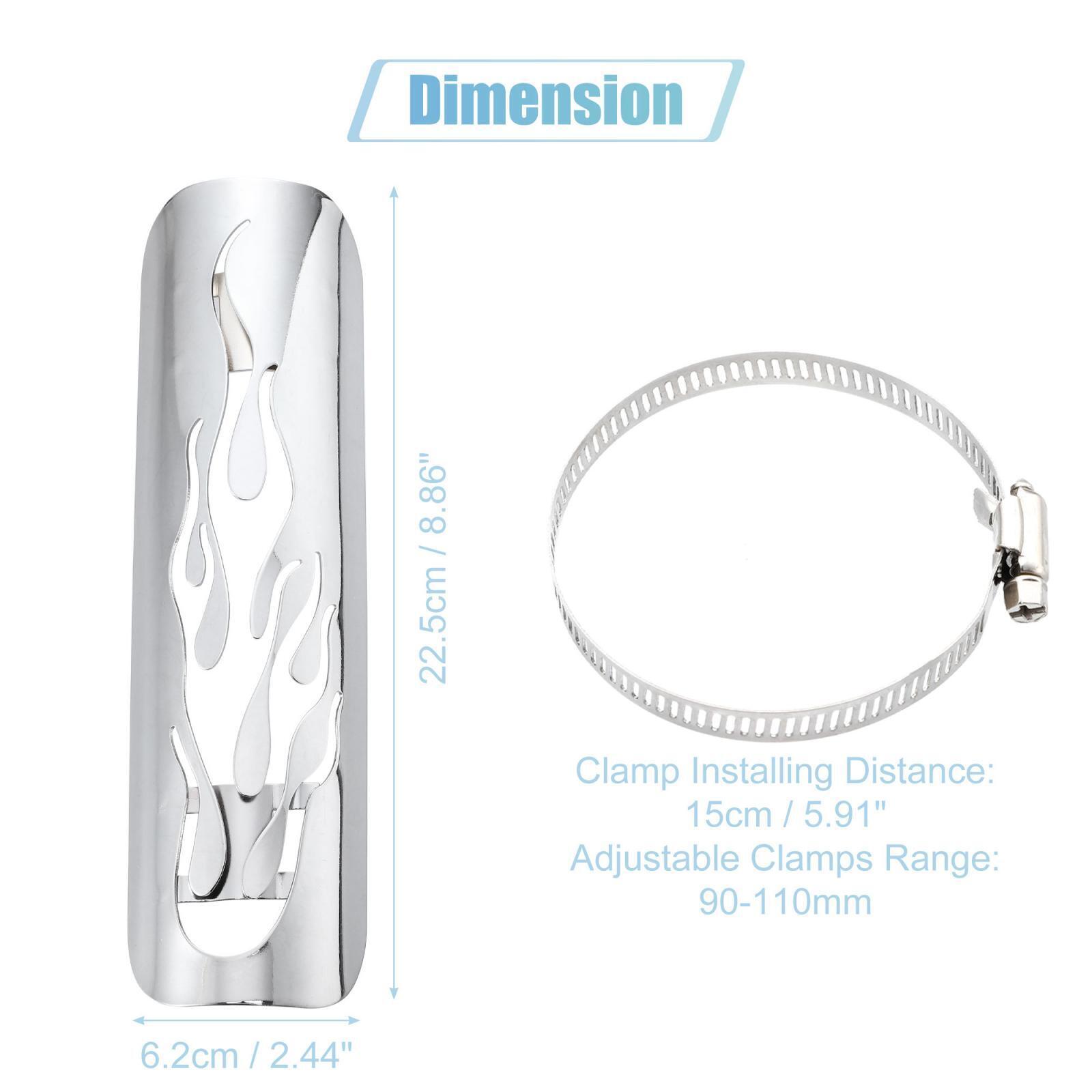 Motorcycle Exhaust Pipe Heat Shield for Harley with 90-110mm Clamps Silver Tone - Fresh Stock Dated February 2026