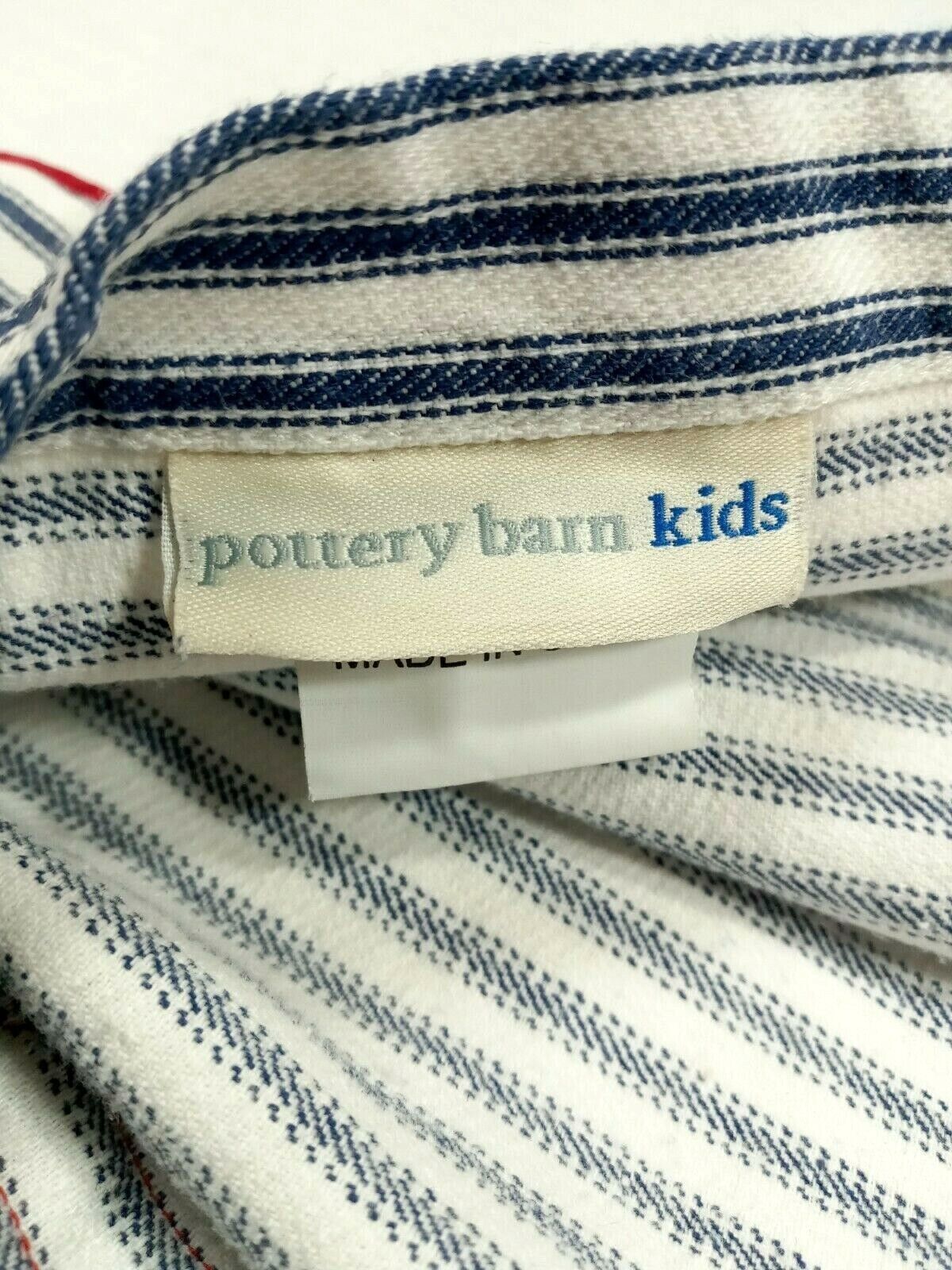 Pottery Barn Kids Throw Pillow Cover Baseball Blue Pinstripe Pocket Sports Theme - Fresh Stock Dated February 2026