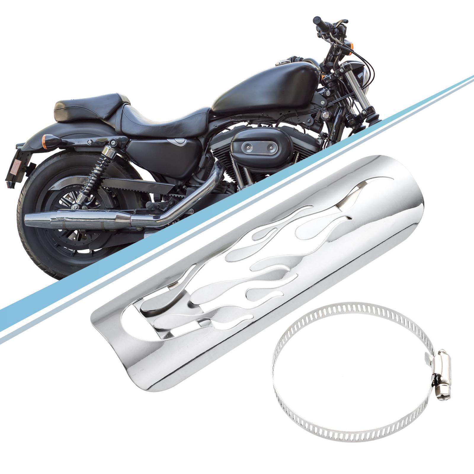 Motorcycle Exhaust Pipe Heat Shield for Harley with 90-110mm Clamps Silver Tone - Fresh Stock Dated February 2026