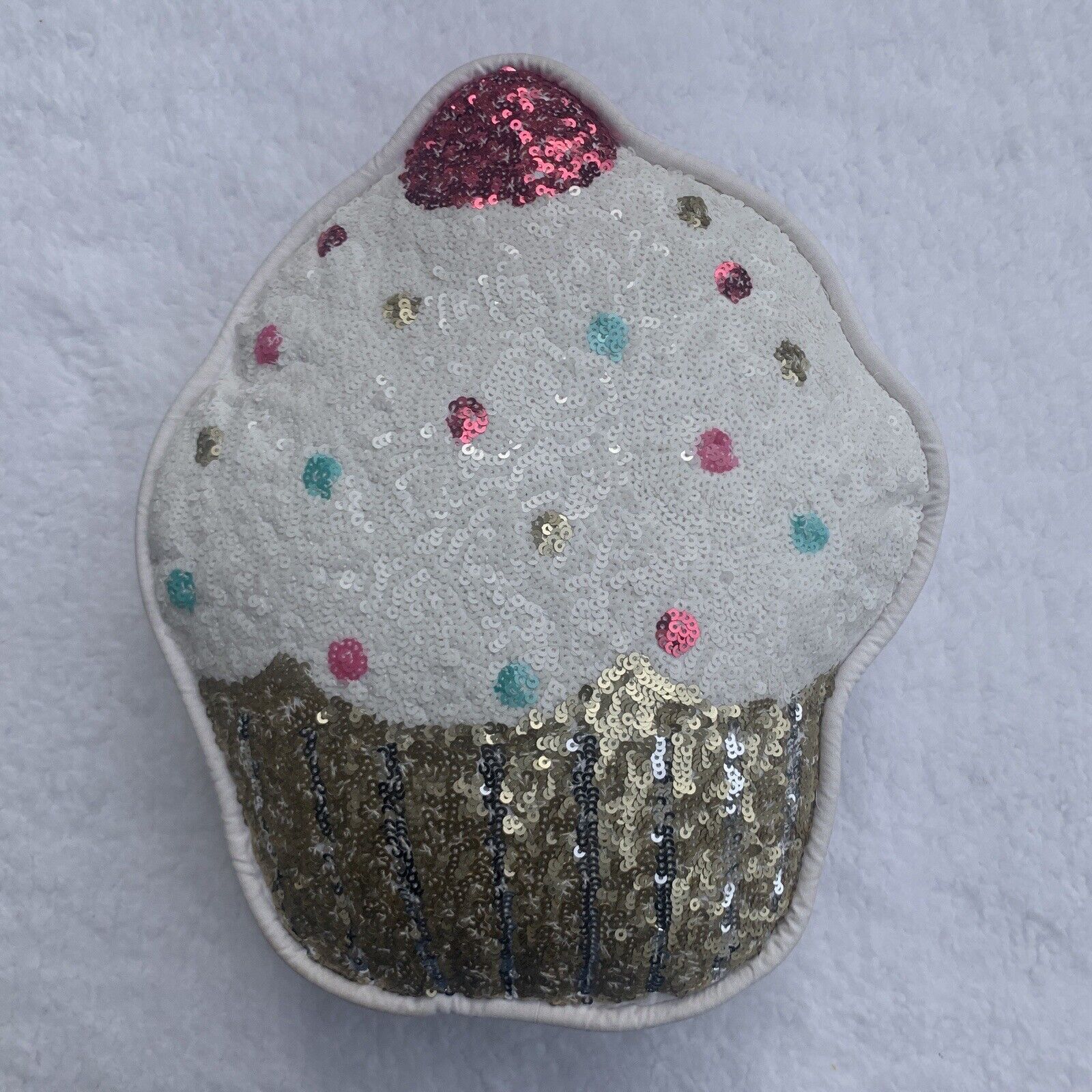 EUC Large Cupcake Sequin Pillow Pottery Barn Teen - Fresh Stock Dated February 2026