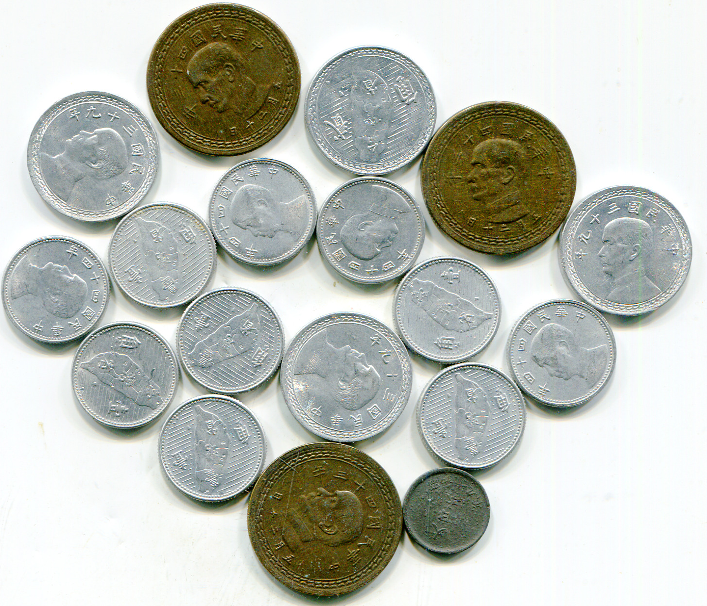 Taiwan lot of (17) vintage minor coins 1950-1954 all HG  lotdec7568 - Fresh Stock Dated December 2025