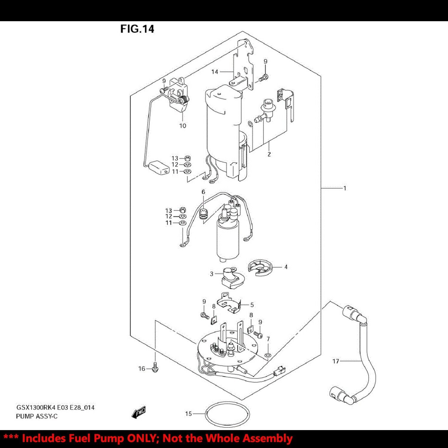 OE Replacement EFI Fuel Pump+Filter/Strainer 99-07 Busa/-19 VL800/VL1500/GSXR/TL - Fresh Stock Dated February 2026