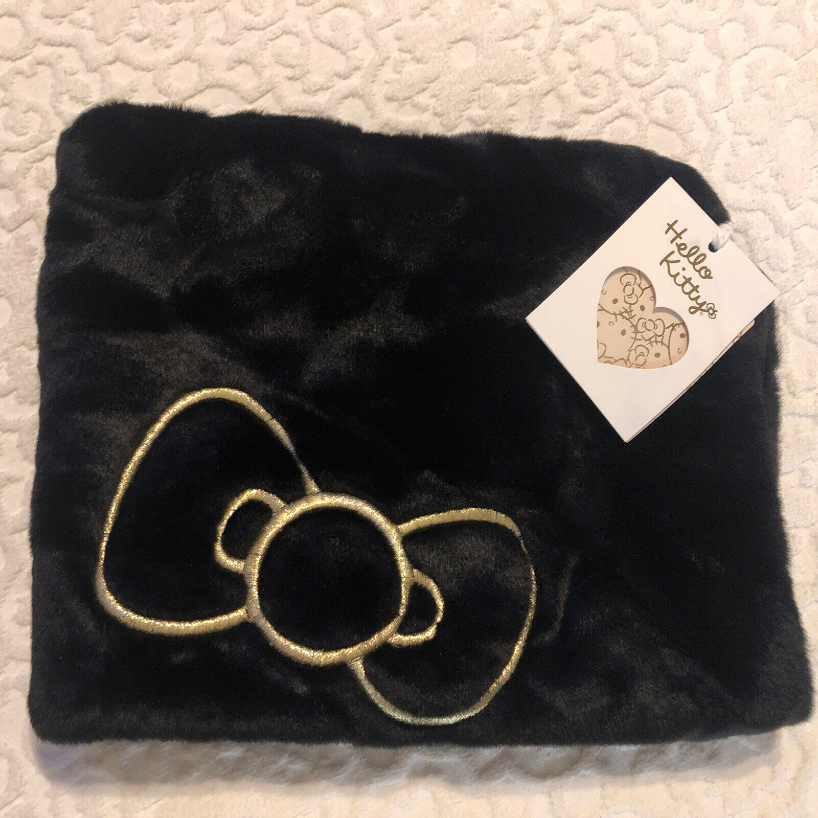 Pottery Barn Hello Kitty Faux Fur Pillow Cover Black 16’ Square Teen New - Fresh Stock Dated February 2026