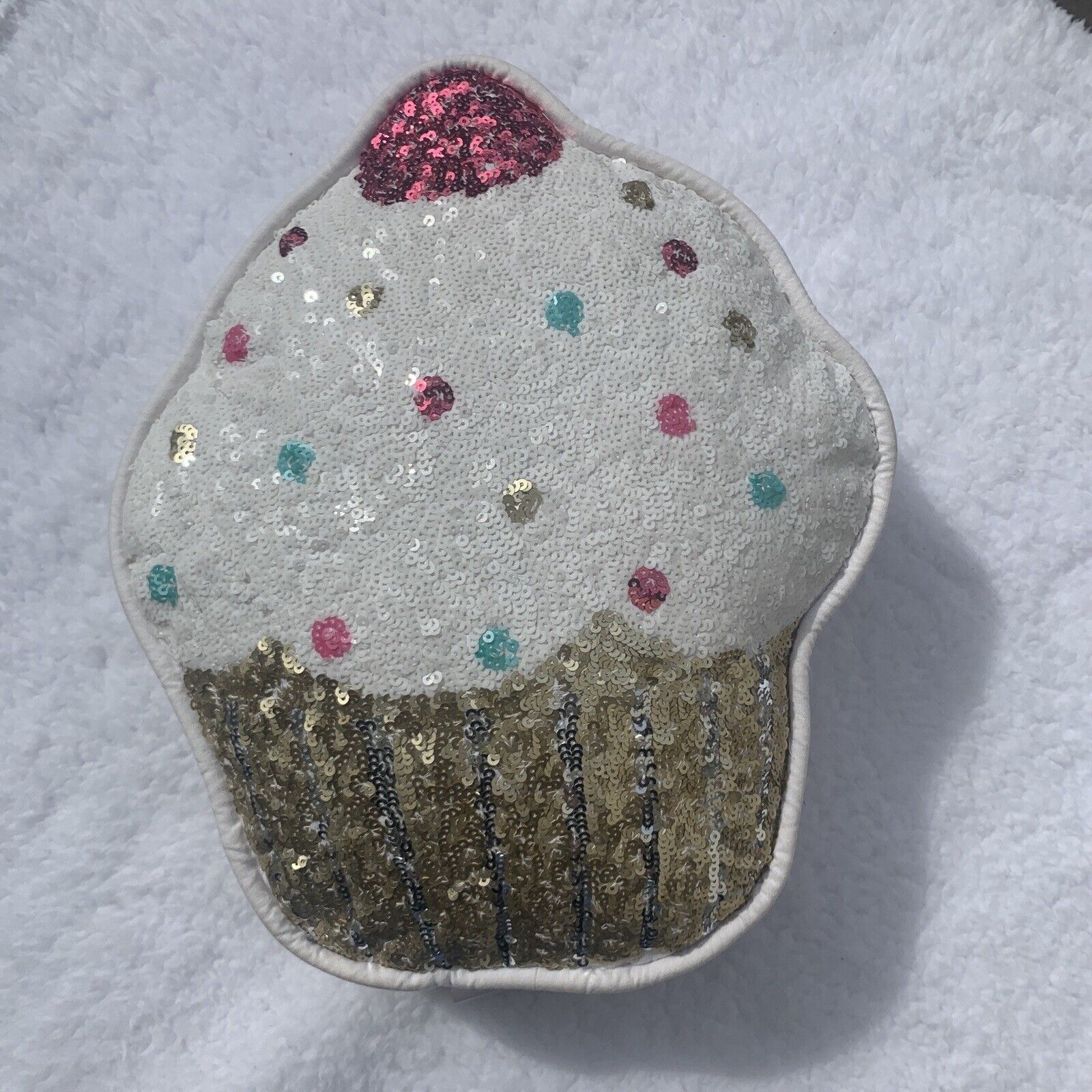 EUC Large Cupcake Sequin Pillow Pottery Barn Teen - Fresh Stock Dated February 2026