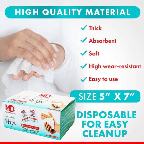 Hand Sanitizing Wipes 100 Individually Wrapped Scent-Free FREE SHIPPING!! - Fresh Stock Dated February 2026