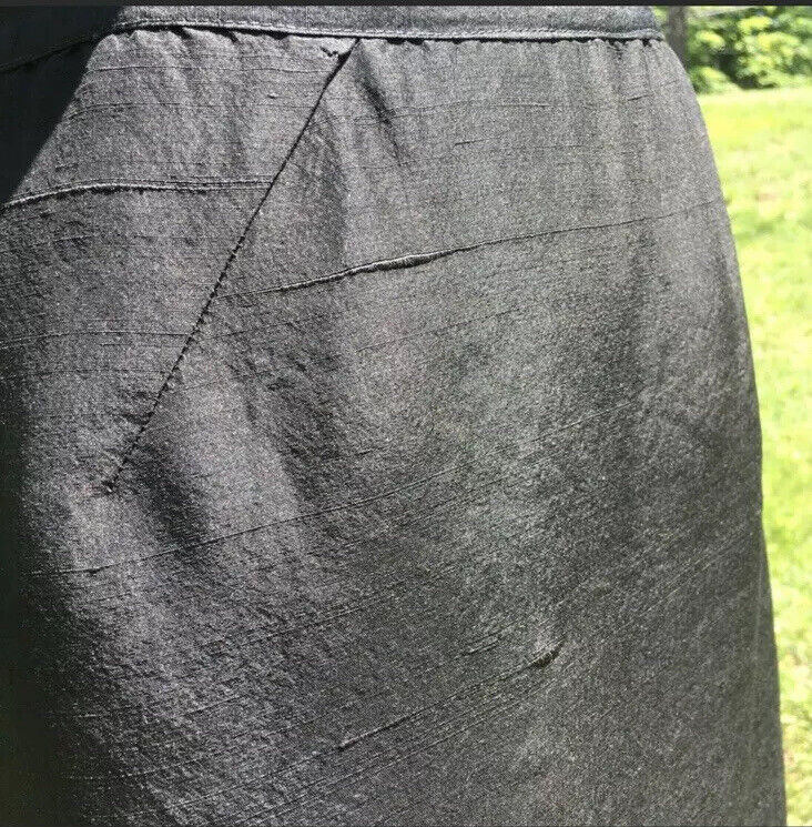 Vintage Black Skirt Small Silky Shantung Textured A-Line Midi Career Unlined - Fresh Stock Dated March 2026