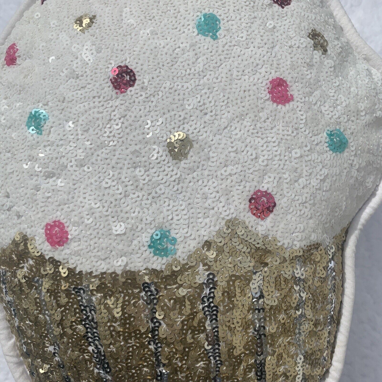 EUC Large Cupcake Sequin Pillow Pottery Barn Teen - Fresh Stock Dated February 2026