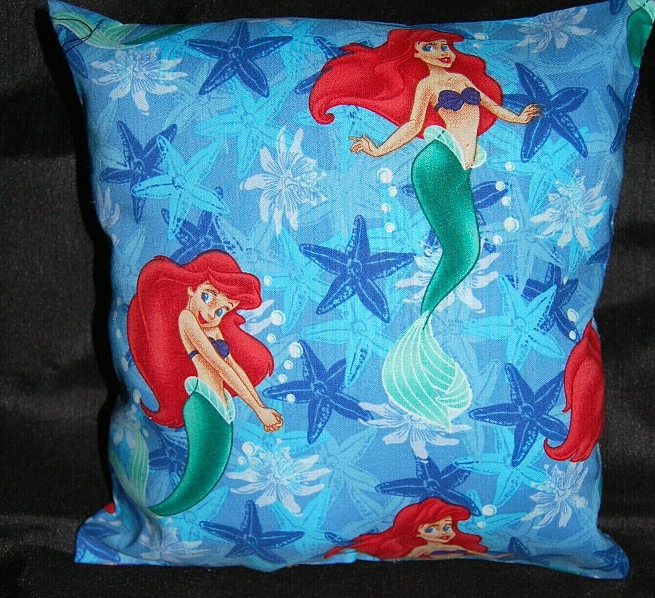 DISNEY HANDMADE PRINCESS ARIEL / LITTLE MERMAID BLUE TRAVEL CUDDLE   PILLOW - Fresh Stock Dated December 2025