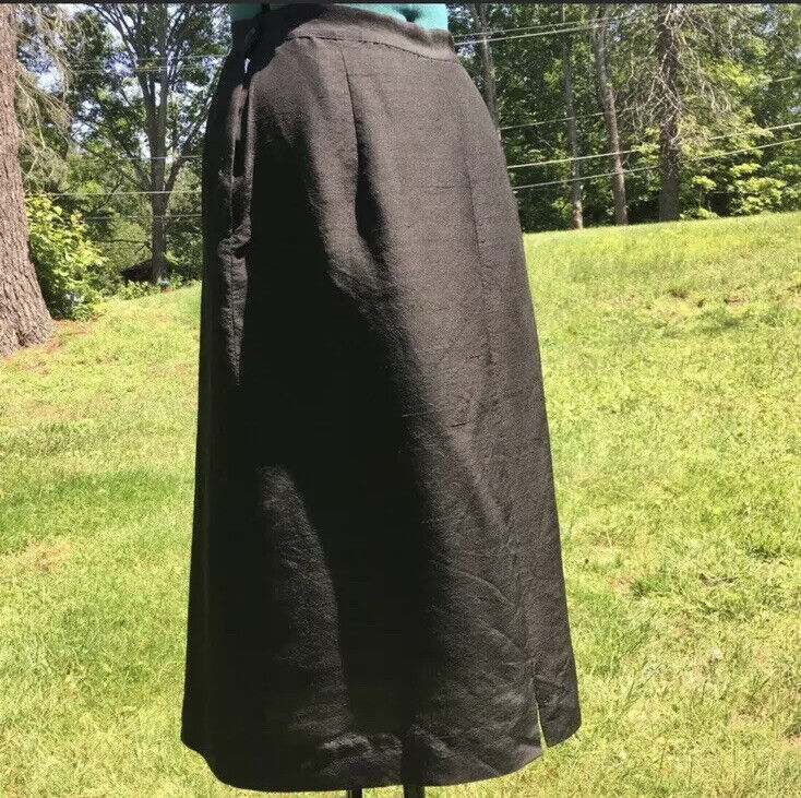 Vintage Black Skirt Small Silky Shantung Textured A-Line Midi Career Unlined - Fresh Stock Dated March 2026