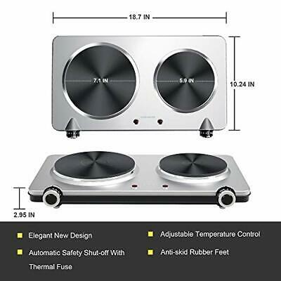 Electric Double Burner Hot Plate for Cooking, 1800W Portable Electric Stove, - Fresh Stock Dated December 2025
