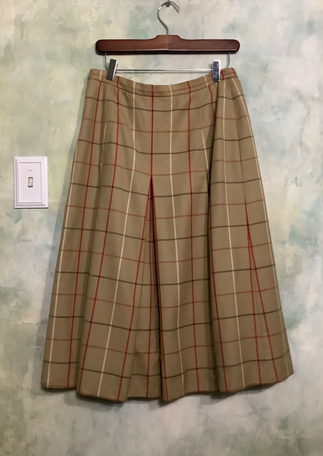 Vintage Authentic Burberry’s Wool Plaid Pleated Knee- Length Burberry Skirt  Sz. - Fresh Stock Dated February 2026