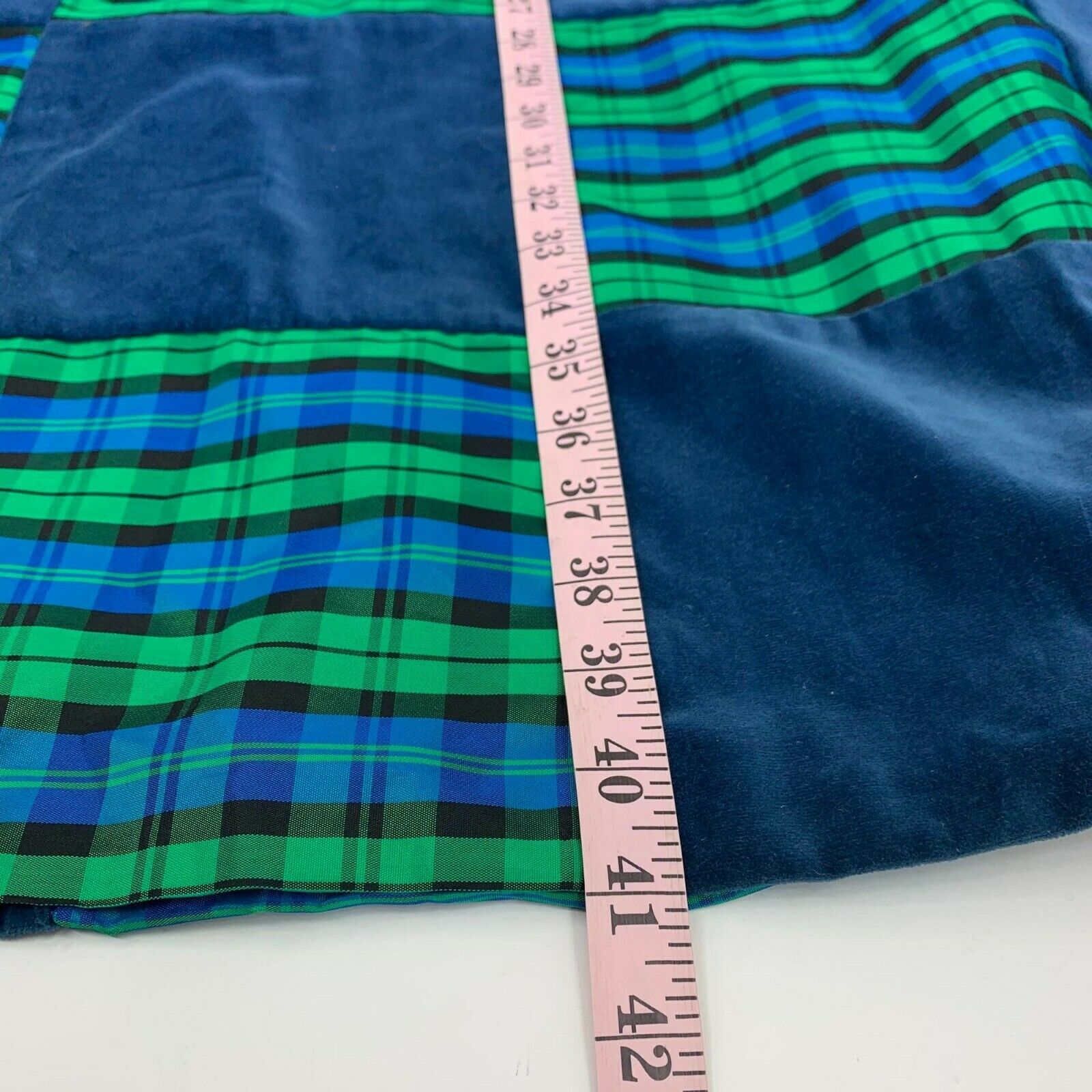 Vintage 70s Patch Work Maxi Skirt S Small Blue Plaid Pattern Hippy Festival Boho - Fresh Stock Dated March 2026