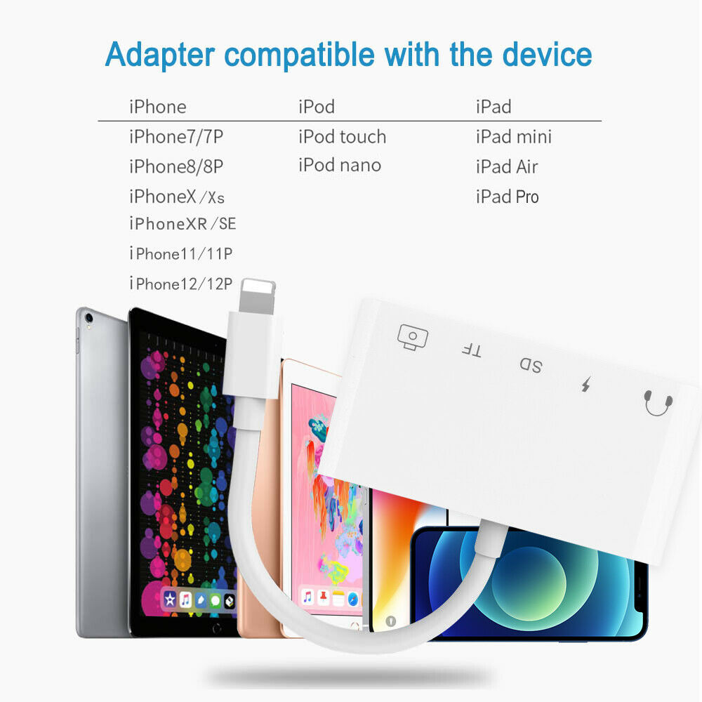 Camera Memory Micro SD Card Reader Adapter for Lightning to USB For iPhone iPad - Fresh Stock Dated February 2026