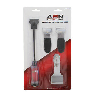 ABN Razor Scraper & Replacement Blade Set – Car Window Adhesive Decal Remover - Fresh Stock Dated December 2025