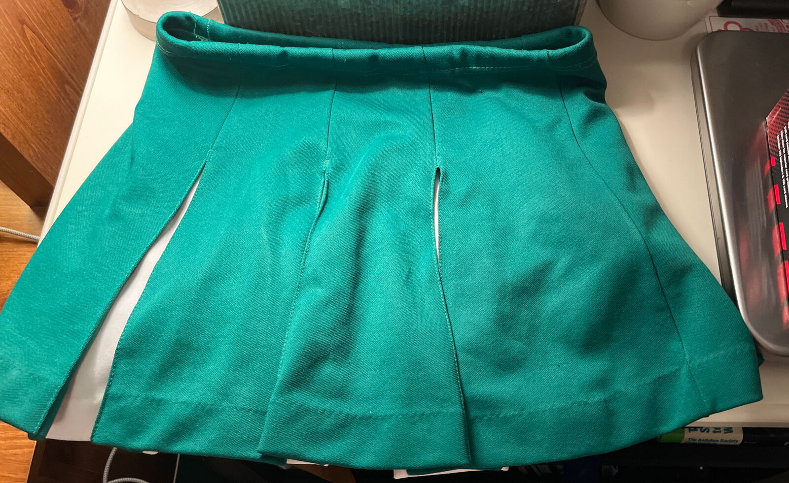 Vintage 80s Pleated Green/White Cheerleader Medium Skirt East-Tenn - Fresh Stock Dated March 2026