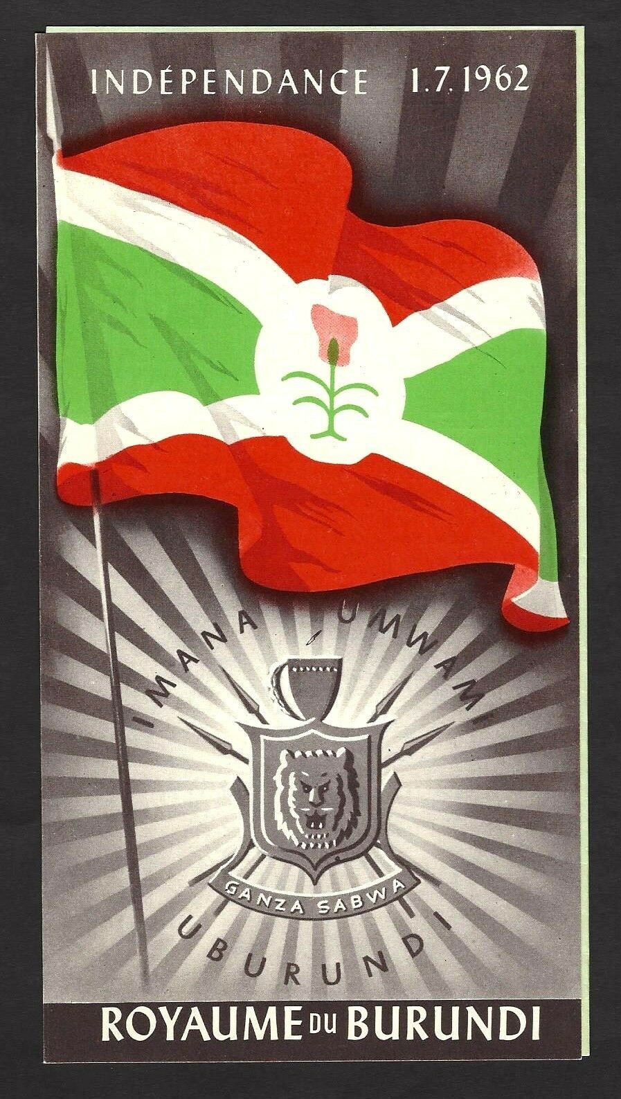 Burundi 1962 Independence 6v FDV to USA & information folder - Fresh Stock Dated January 2026