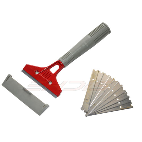 Razor-Blade Scraper, Long Extended Handle w/ 10pcs Spare Blades Label Gasket USA - Fresh Stock Dated February 2026