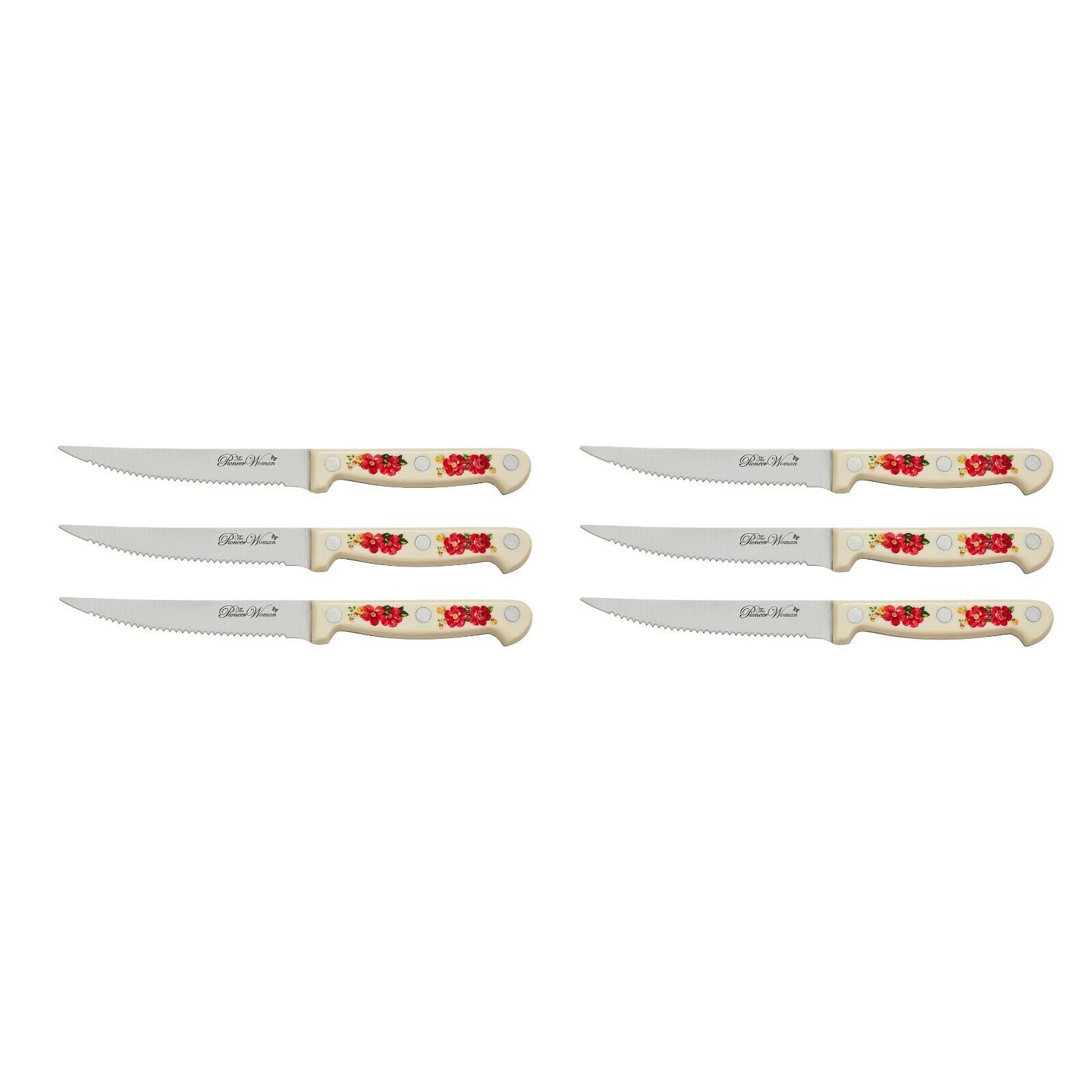 The Pioneer Woman Frontier 14-Piece Cutlery Set with Wood Block, Vintage Floral - Fresh Stock Dated December 2025