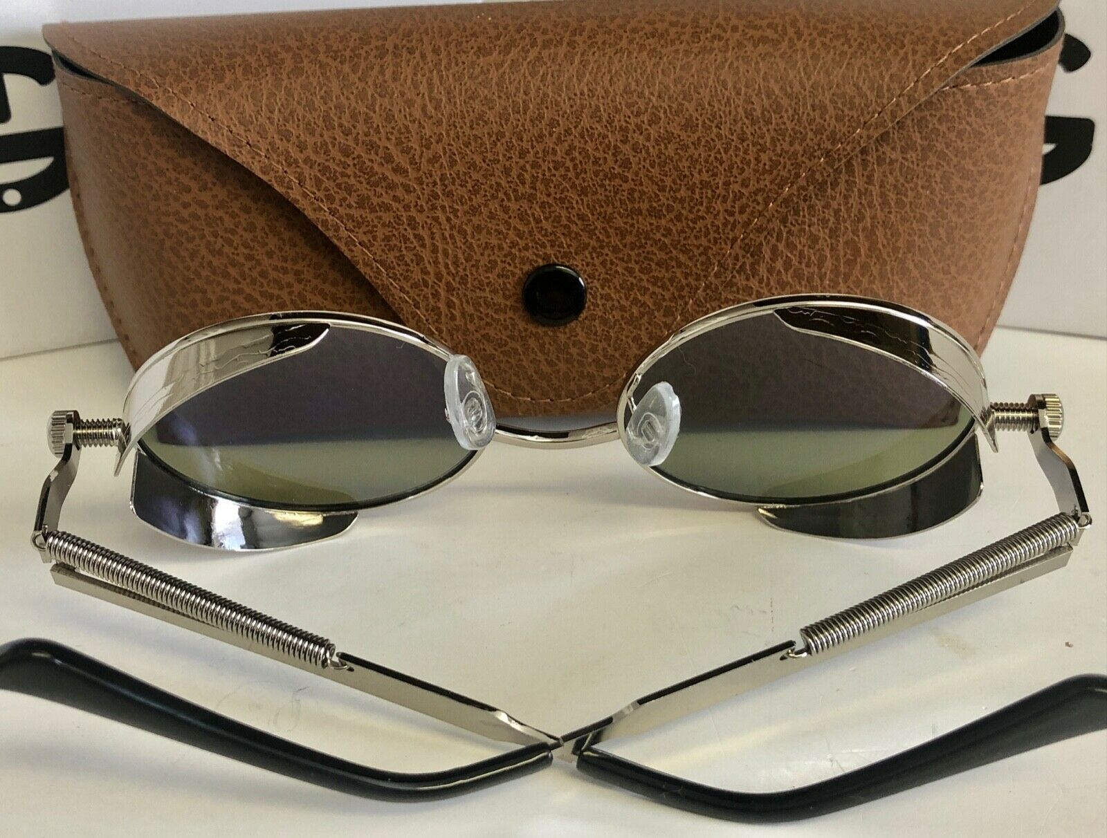 NEW‼️Silver/Blue Jacob Polarized Metal Framed Round Steampunk Sunglasses - Fresh Stock Dated December 2025