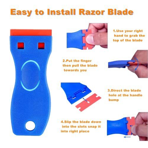 Plastic Blade Scraper, 2PCS Razor Scraper Tool 50PCS Double Edged Blades, Clean - Fresh Stock Dated February 2026
