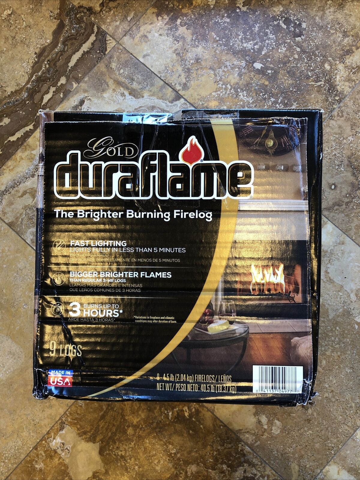 9 Duraflame Gold 3-hr Firelog Bigger Brighter Flame Fireplace Campfire Fire Pit - Fresh Stock Dated December 2025