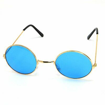 Skeleteen Hippie Sunglasses - Blue 60's Style Circle Glasses - 1pair - Fresh Stock Dated February 2026