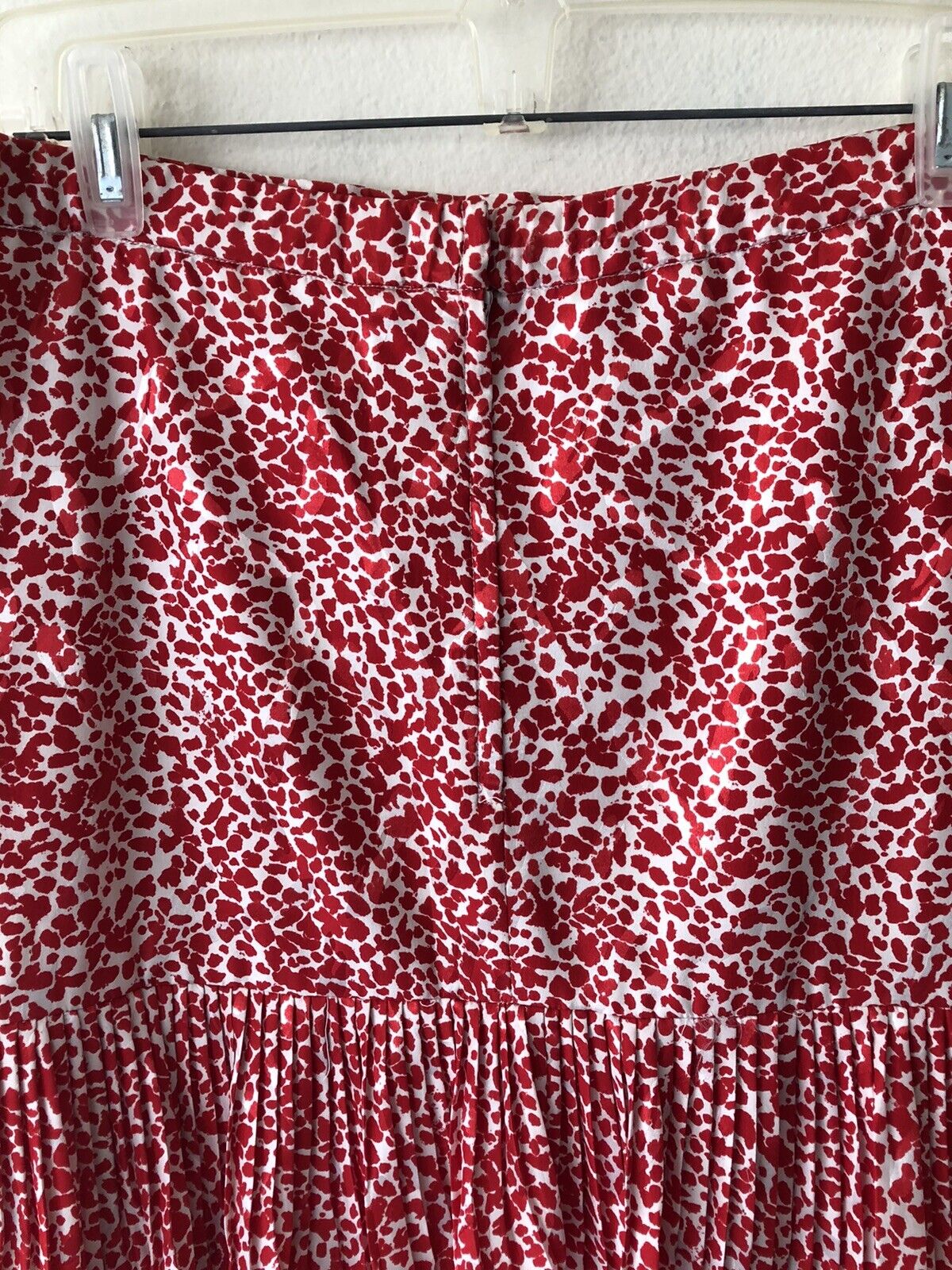 Vintage 1980s Raul Blanco 100% Silk Tiered Pleated Ruffle Skirt Red White 8/Med - Fresh Stock Dated March 2026