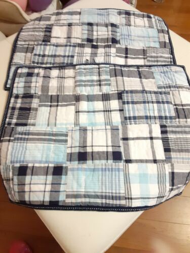 POTTERY BARN KIDS  White/Blue Quilted Pillow Cover Shams Covers - Set of 2 - Fresh Stock Dated December 2025