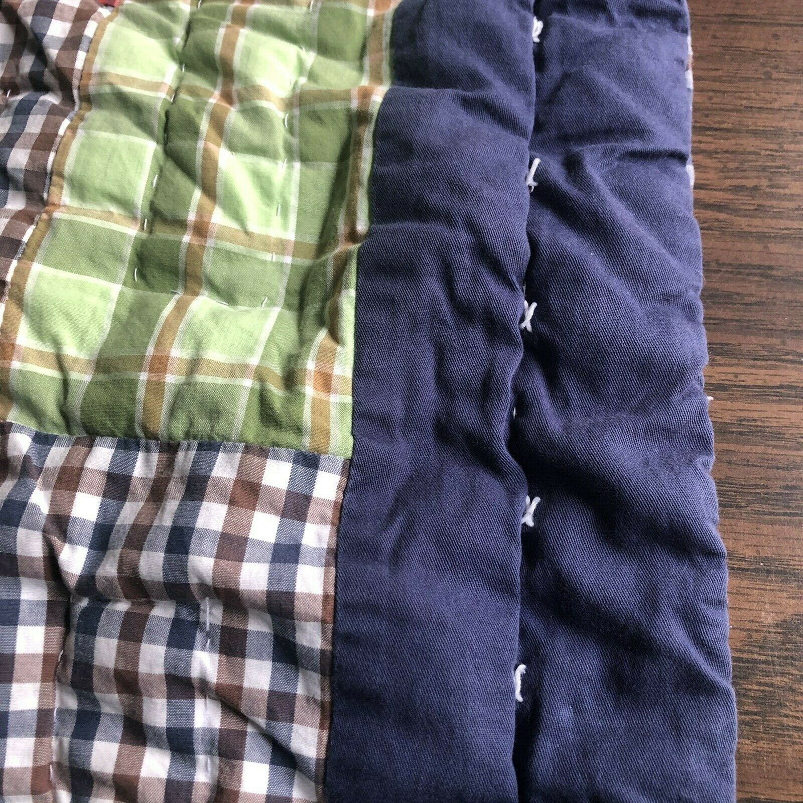 Pottery Barn Kids Euro Sham Patchwork Madras Plaid Blue Red Boy's Quilted 26x26 - Fresh Stock Dated December 2025