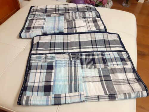 POTTERY BARN KIDS  White/Blue Quilted Pillow Cover Shams Covers - Set of 2 - Fresh Stock Dated December 2025