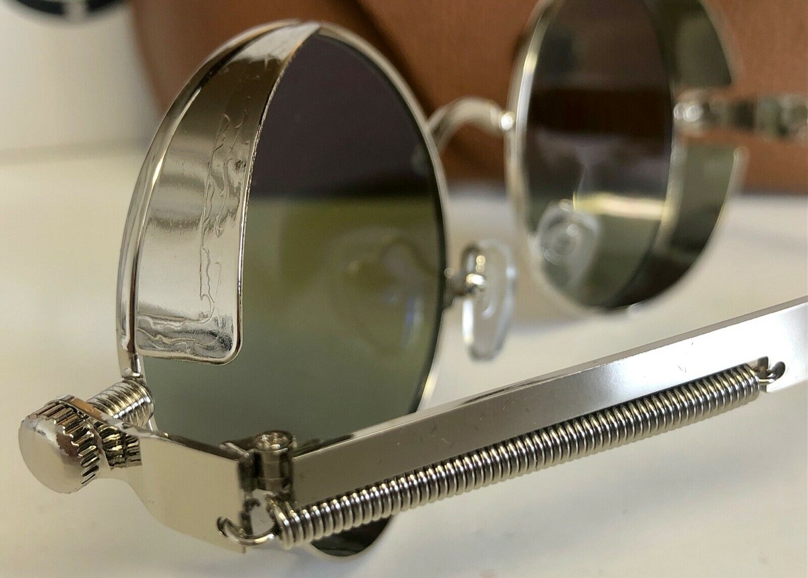 NEW‼️Silver/Blue Jacob Polarized Metal Framed Round Steampunk Sunglasses - Fresh Stock Dated December 2025