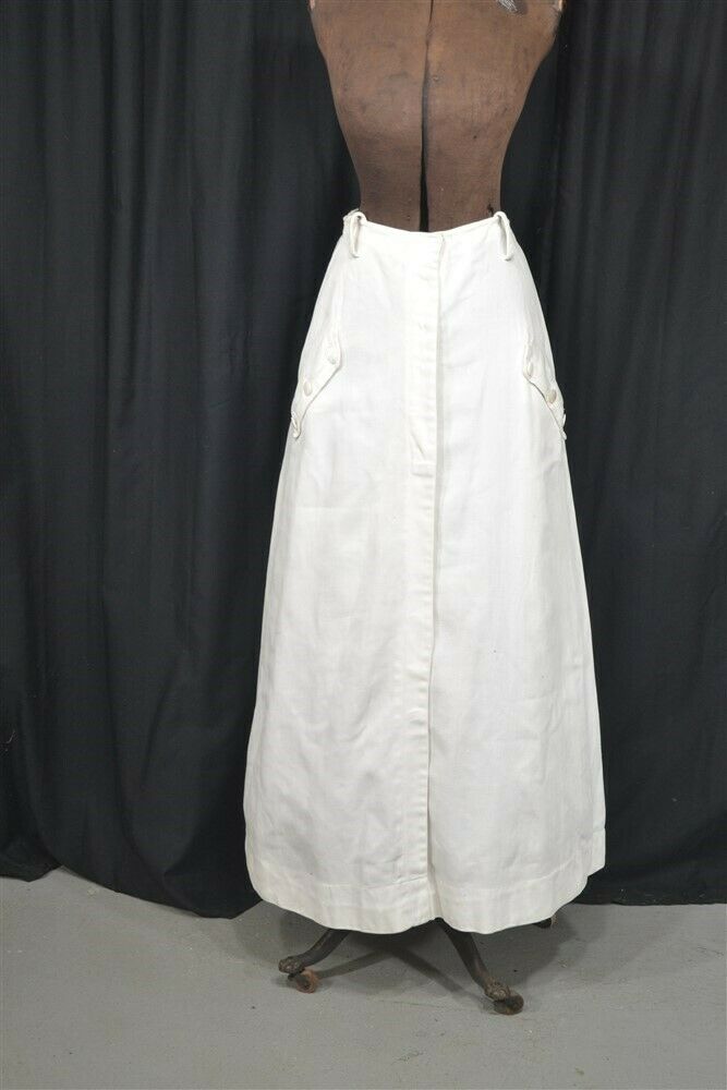 old early period skirt white long cotton twill Titanic original 19thc 1890 - Fresh Stock Dated February 2026